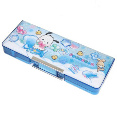 Japan Sanrio Double-opening Pencil Case - Pochacco : Floating Amusement Park Blue