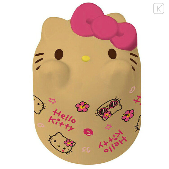 Japan Sanrio Melamine Tumbler - Hello Kitty : Bottom Face Sunburned Tan Pink Ribbon - 1