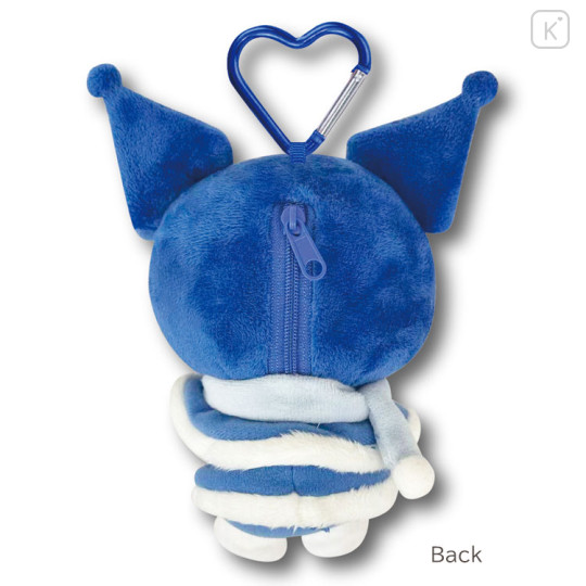 Japan Sanrio Plush Pouch & Bag Charm - Kuromi : Twinkle Eyes Blue Winter - 2