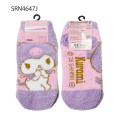 Japan Sanrio Fluffy Socks - Kuromi : Smirk Pink - 1