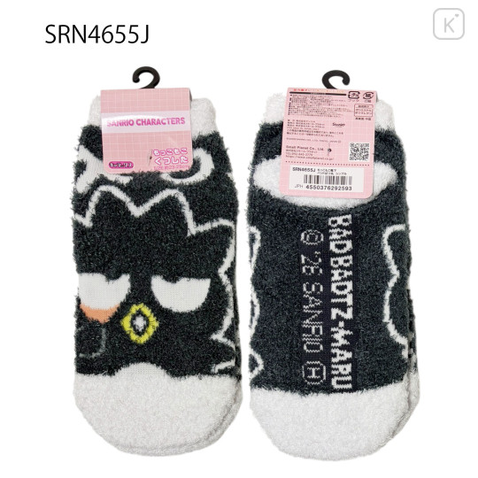 Japan Sanrio Fluffy Socks - Badtz-maru : Black White - 1