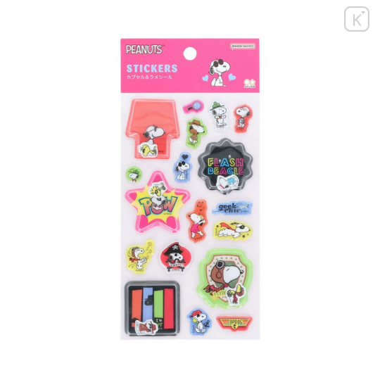 Japan Peanuts Capsule Glitter Stickers - Snoopy : Petit Collection Colorful - 1