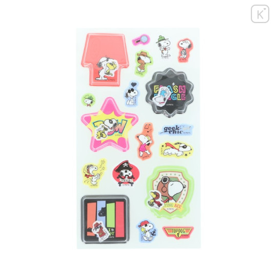 Japan Peanuts Capsule Glitter Stickers - Snoopy : Petit Collection Colorful - 2
