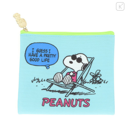 Japan Peanuts Flat Knit Pouch - Snoopy : Petit Collection Green - 1