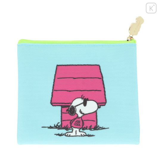 Japan Peanuts Flat Knit Pouch - Snoopy : Petit Collection Green - 2