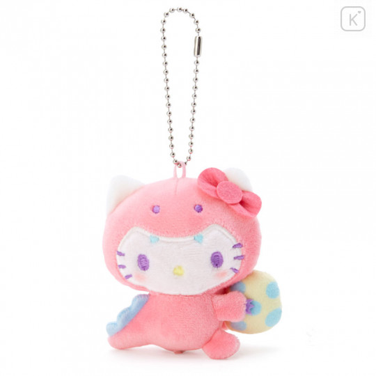 Japan Sanrio Flat Plush Keychain - Hello Kitty / Dinosaur - 1