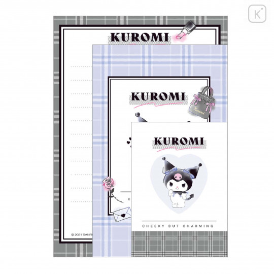 Japan Sanrio Mini Letter Set - Kuromi / Cheeky but Charming - 3