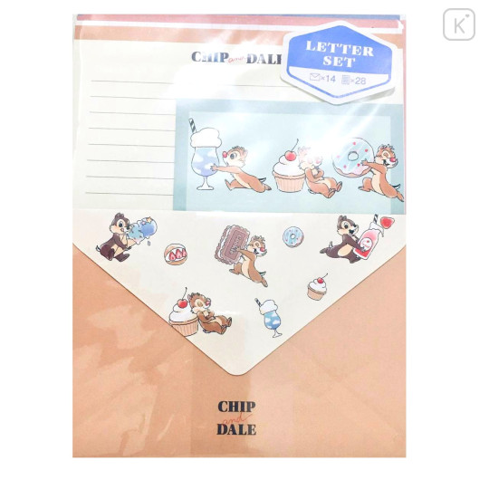 Japan Disney Letter Envelope Set - Chip & Dale / Mocha Sweets - 1