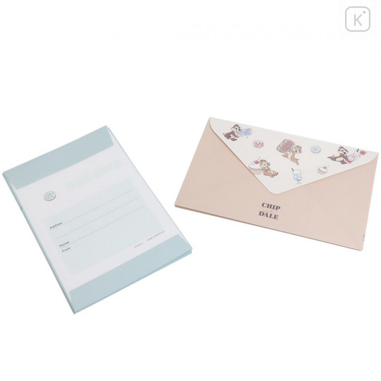 Japan Disney Letter Envelope Set - Chip & Dale / Mocha Sweets - 4