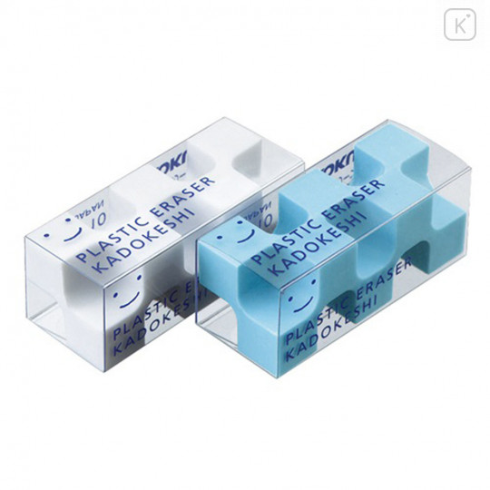 Japan Kokuyo Kadokeshi 28-Corner Plastic Eraser (S) 2pcs - White & Blue - 1