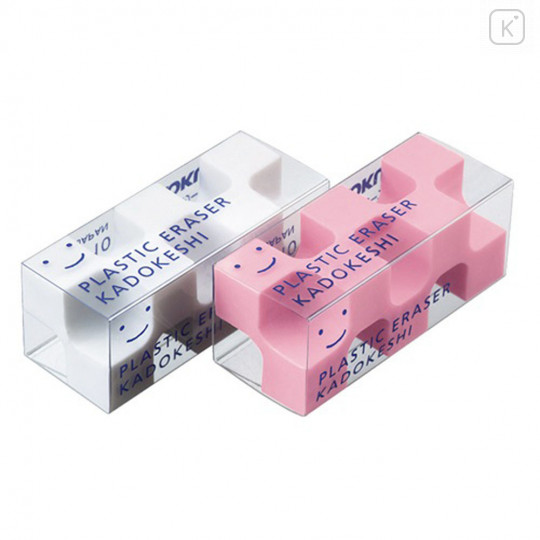 Japan Kokuyo Kadokeshi 28-Corner Plastic Eraser (S) 2pcs - White & Pink - 1