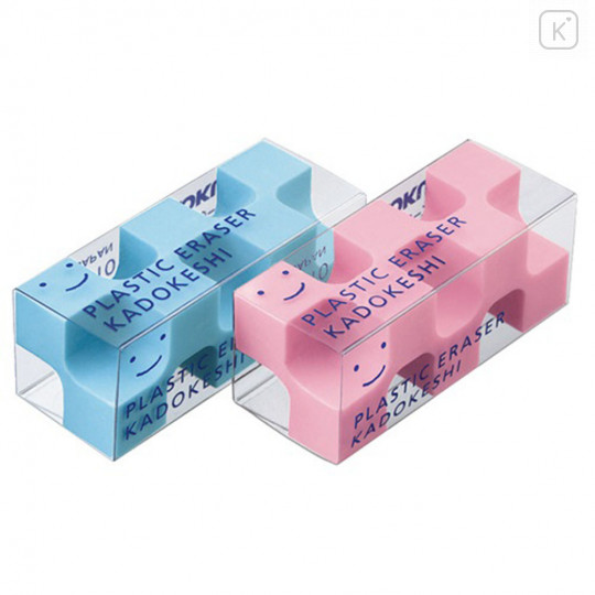 Japan Kokuyo Kadokeshi 28-Corner Plastic Eraser (S) 2pcs - Blue & Pink - 1
