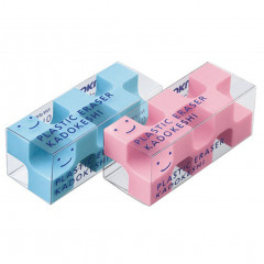 Japan Kokuyo Kadokeshi 28-Corner Plastic Eraser (S) 2pcs - Blue & Pink