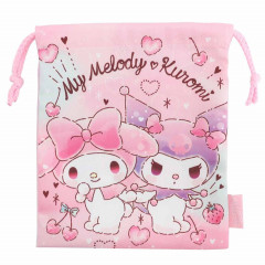 Japan Sanrio Drawstring Bag (S) - Melody Kiss Kuromi