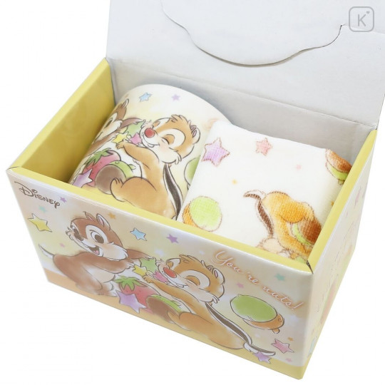 Japan Disney Ceramic Mug & Mini Towel Set - Chip & Dale White - 4