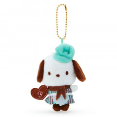 Japan Sanrio Mini Mascot Keychain - Pochacco / Chocolate Cafe