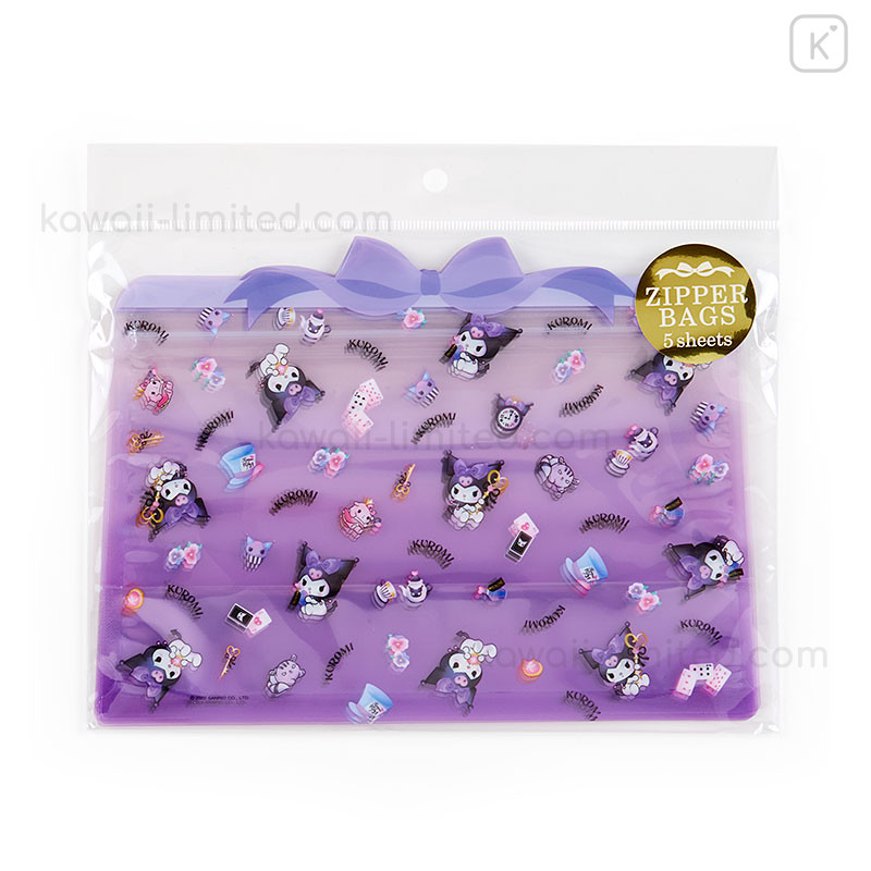 Japan Sanrio Zipper Clear Bag 5pcs Set - Kuromi | Kawaii Limited