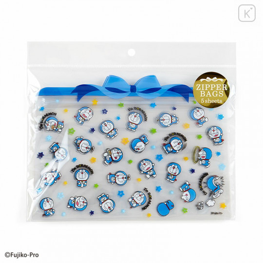 Japan Sanrio Zipper Clear Bag 5pcs Set - Doraemon - 1