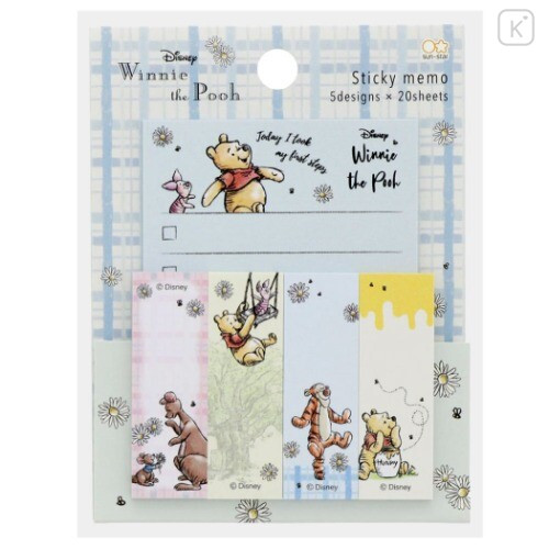 Japan Disney Sticky Notes - Winnie The Pooh / Blue - 1
