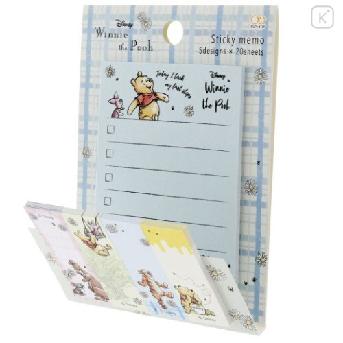 Japan Disney Sticky Notes - Winnie The Pooh / Blue - 4
