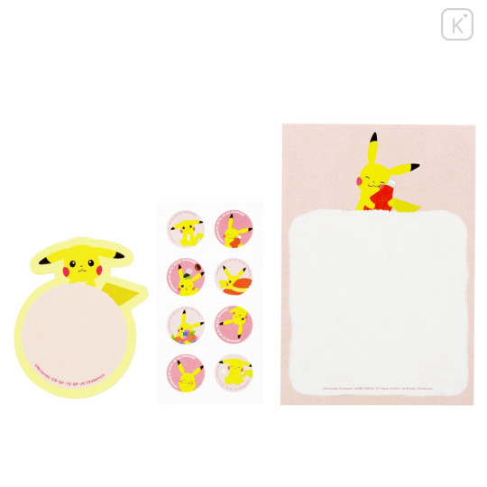 Japan Pokemon Letter Set with Die-cut Card - Pikachu : Poke Days 4 Pink - 5