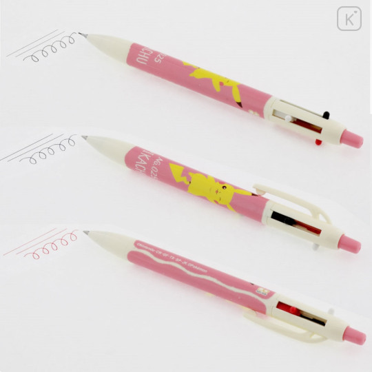 Japan Pokemon 2+1 Multi Ballpoint Pen & Mechanical Pencil - Pikachu : Poke Days 4 Pink - 4