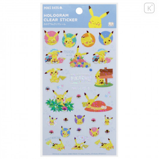 Japan Pokemon Hologram Clear Sticker - Pikachu / Poke Days 4 Blue - 1