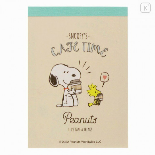Japan Peanuts Mini Notepad - Snoopy / Cafe - 1