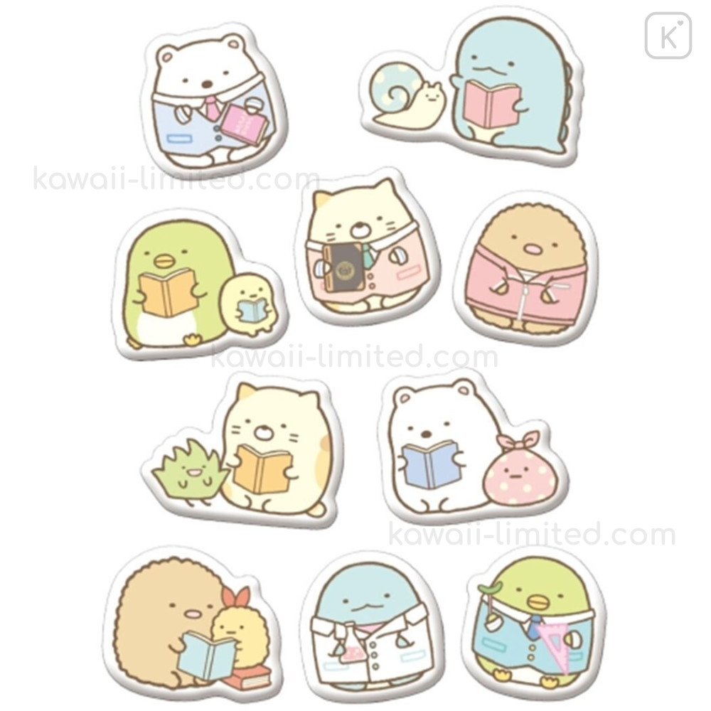 Japan San-X Marshmallow Flake Sticker - Sumikko Gurashi / School