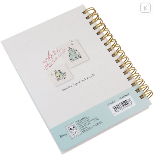 Japan Disney A6 Ring Notebook - Ariel / Fabric Style - 4
