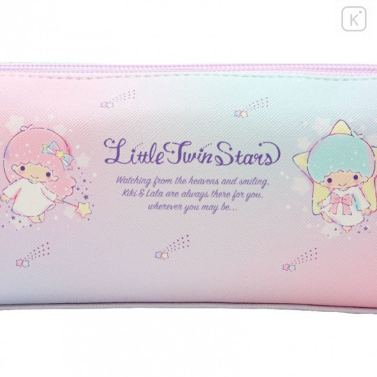 Japan Sanrio 2 Pocket Pen Case - Little Twin Stars / Heart Charm - 6