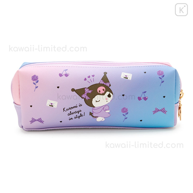 Japan Sanrio 2 Pocket Pen Case - Kuromi : Heart Charm | Kawaii Limited