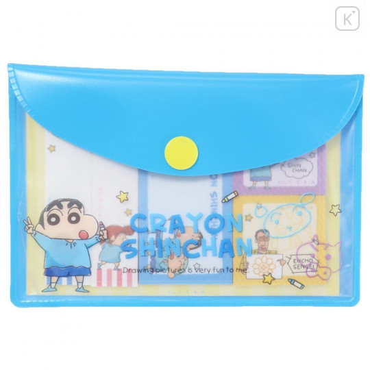 Japan Crayon Shin-chan Sticky Notes with Case - Shinnosuke at School / Blue - 1