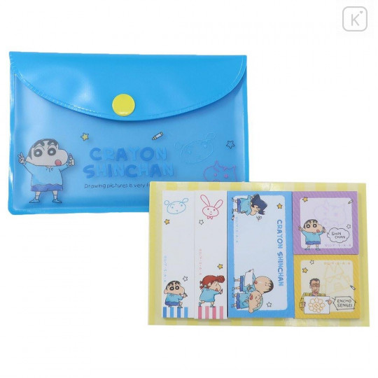 Japan Crayon Shin-chan Sticky Notes with Case - Shinnosuke at School / Blue - 2