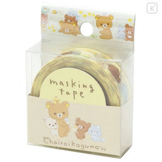 Japan San-X Washi Masking Tape - Rilakkuma / Dandelions and Twin Hamsters Yellow - 1