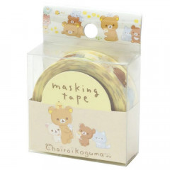 Japan San-X Washi Masking Tape - Rilakkuma / Dandelions and Twin Hamsters Yellow