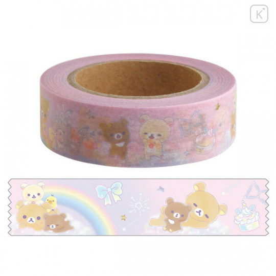 Japan San-X Washi Masking Tape - Rilakkuma / Rainbow Purple Pink - 2