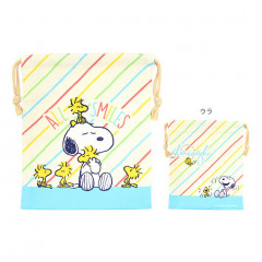 Japan Peanuts Drawstring Bag - Snoopy & Woodstock / Smiles