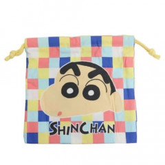 Japan Crayon Shin-chan Drawstring Bag - Shiro / Grid