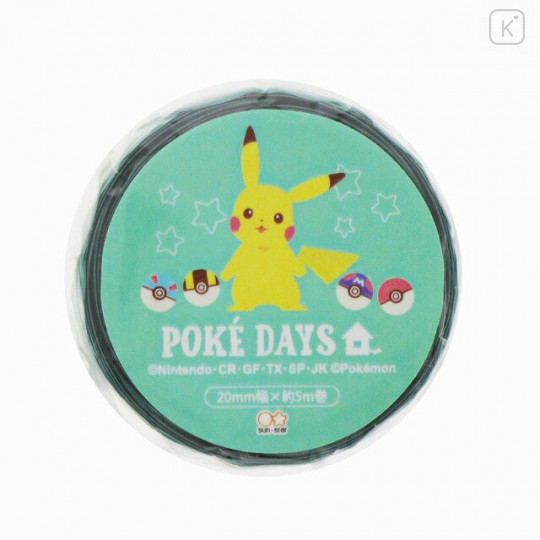 Japan Pokemon Washi Paper Masking Tape - Pikachu / Poke Days 4 Green - 1