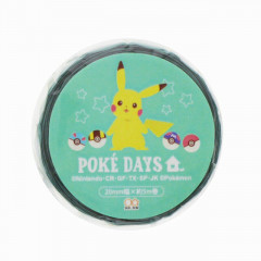 Japan Pokemon Washi Paper Masking Tape - Pikachu / Poke Days 4 Green