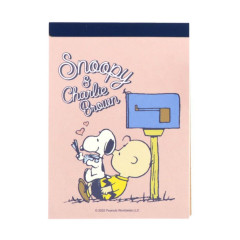 Japan Peanuts Mini Notepad - Snoopy & Charlie / Pink