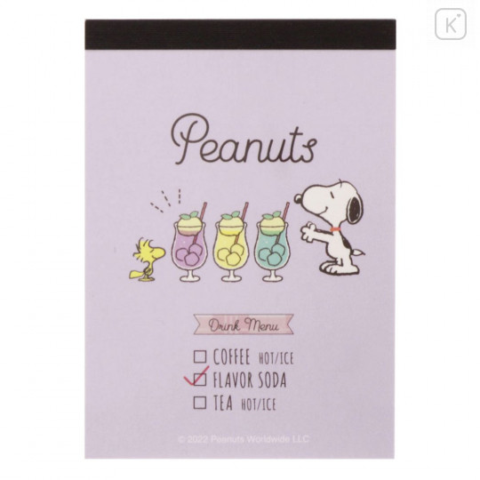 Japan Peanuts Mini Notepad - Snoopy / Drink Menu - 1