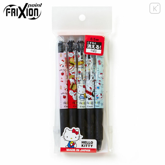 Japan Sanrio FriXion Ball Knock Erasable Gel Pen 5 Design Set - Hello Kitty - 1