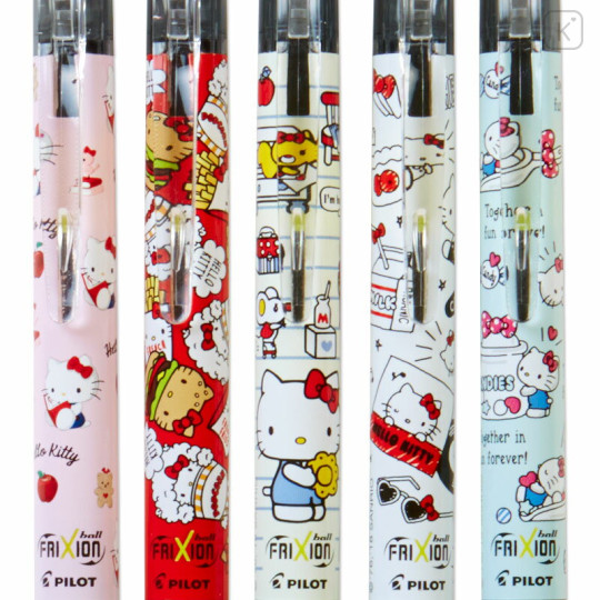 Japan Sanrio FriXion Ball Knock Erasable Gel Pen 5 Design Set - Hello Kitty - 3