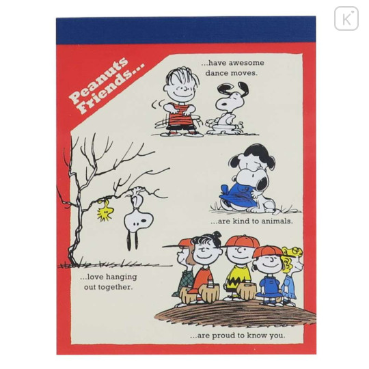 Japan Peanuts Mini Notepad - Snoopy & Friends : Red | Kawaii Limited