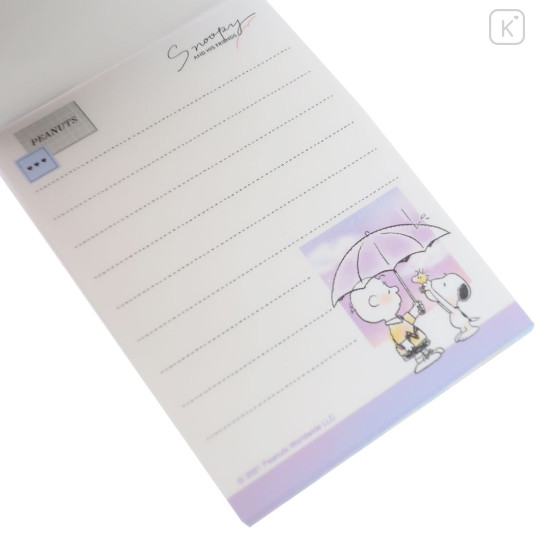 Japan Peanuts Mini Notepad - Snoopy & Charlie : Rain - 2