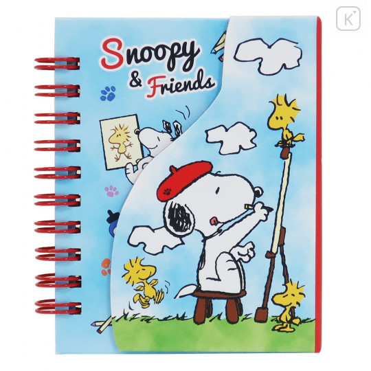 Japan Peanut A7 Twin Ring Magnetic Notebook - Snoopy / Sketch - 1