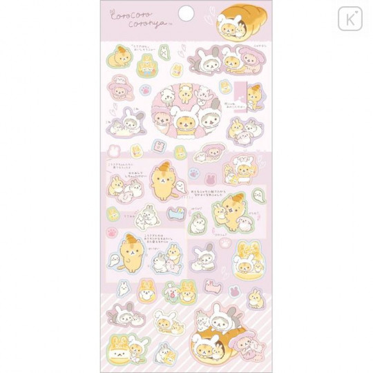 Japan San-X Sticker Sheet - Corocoro Coronya / Rabbit Bread Pink - 1