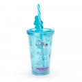 Japan Sanrio Plastic Tumbler with Straw - Hangyodon / Relax at Home - 2